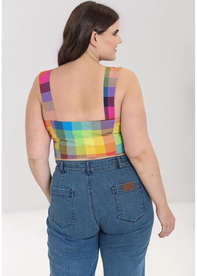 Hell Bunny Lucia 60's Rainbow Crop Top Multi
