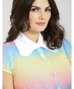 New In Hell Bunny Halo 60's Rainbow Blouse Multi