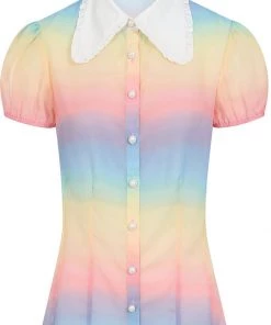 New In Hell Bunny Halo 60's Rainbow Blouse Multi