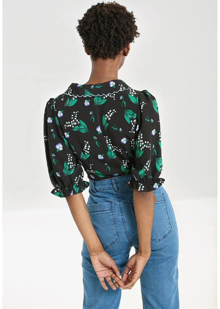 New In Hell Bunny Good Luck 40's Blouse Black