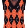 Hell Bunny Rhombus Vest 60's Top Black Orange New In