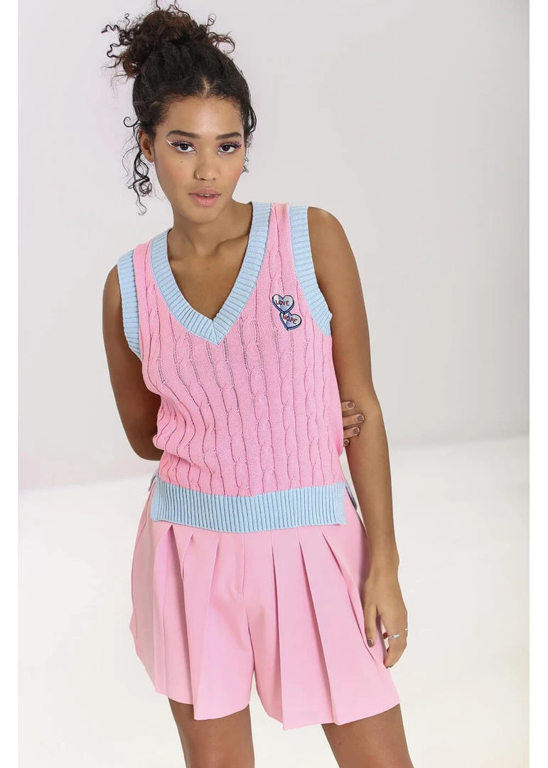 Hell Bunny Love Nope Vest 60's Top Pink