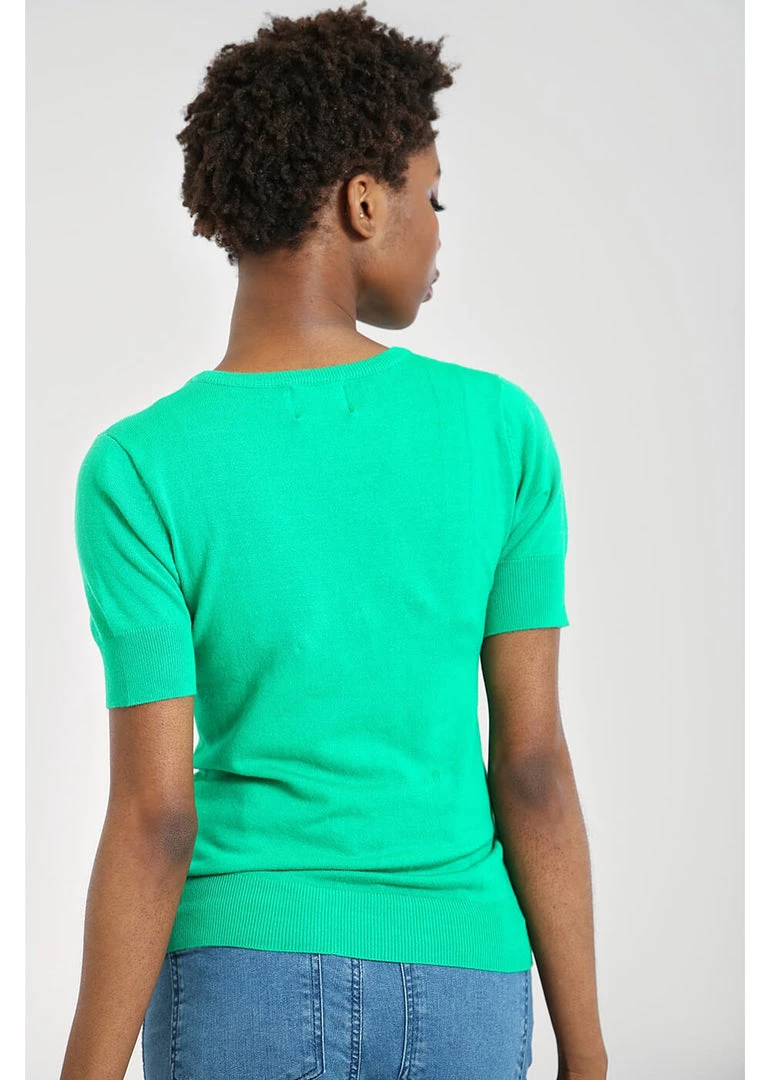 Hell Bunny Flower Power 60's Top Green