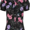 Hell Bunny Eloise Spiderweb 50's Blouse Black New In