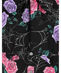 Hell Bunny Eloise Spiderweb 50's Blouse Black New In