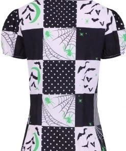 Hell Bunny Annie Bats 50's Blouse Black White New In