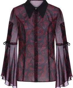 Hell Bunny Clarice Snake 70's Blouse Black