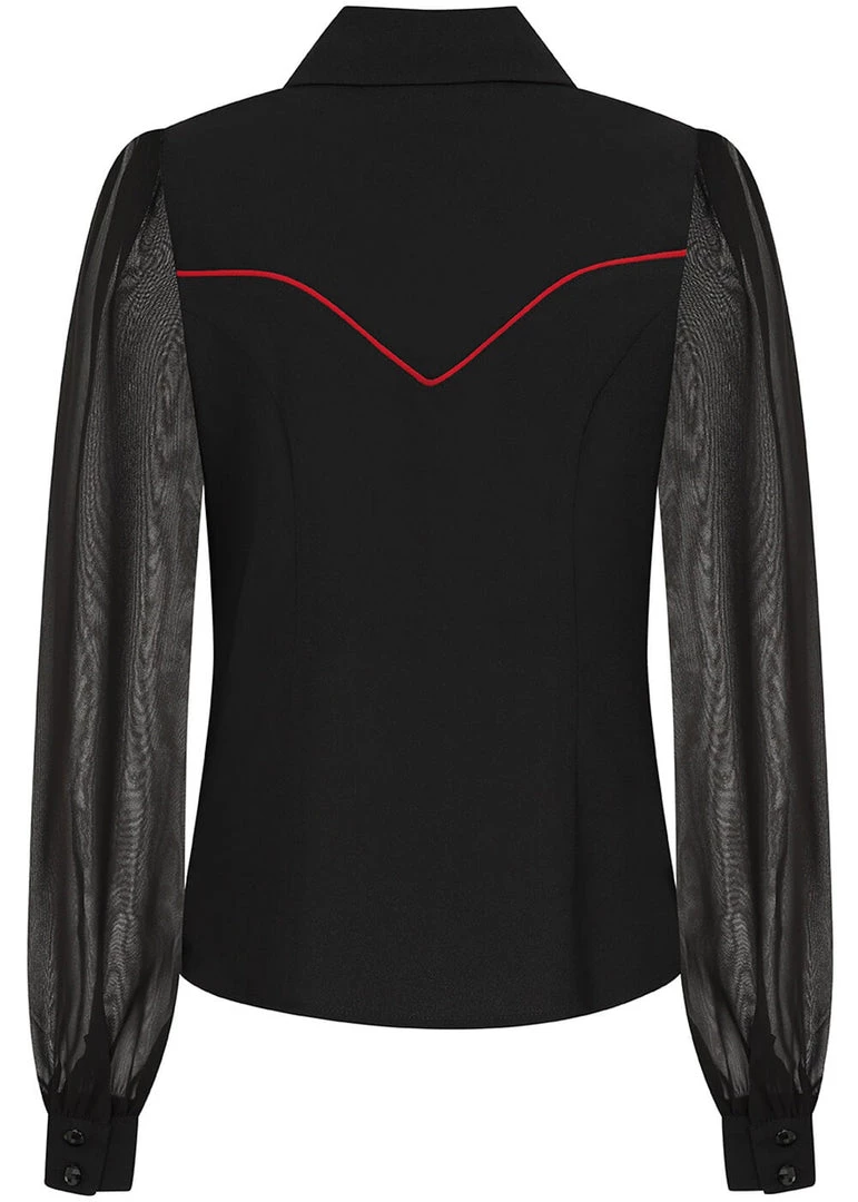 Hell Bunny Tallulah Snake 50's Blouse Black New In