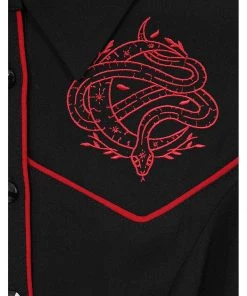 Hell Bunny Tallulah Snake 50's Blouse Black New In