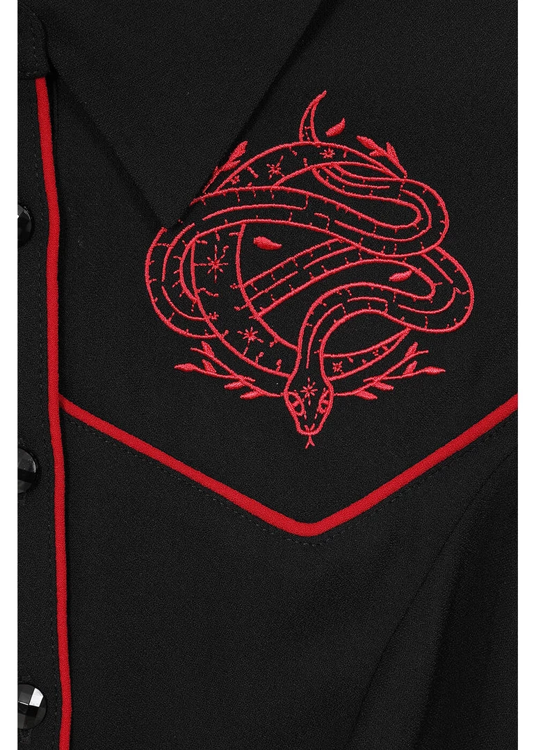 Hell Bunny Tallulah Snake 50's Blouse Black New In