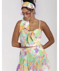 New In Hell Bunny Florette 60's Crop Top In Multi