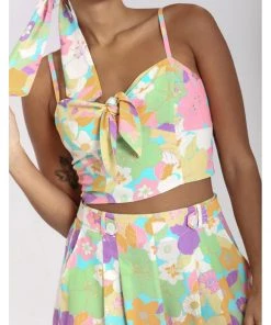 New In Hell Bunny Florette 60's Crop Top In Multi