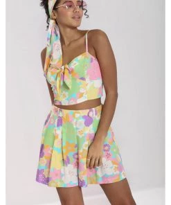 New In Hell Bunny Florette 60's Crop Top In Multi