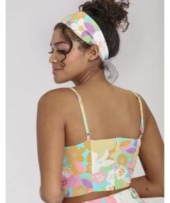 New In Hell Bunny Florette 60's Crop Top In Multi