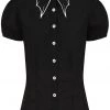 Hell Bunny Drusilla Bat 40's Blouse Black White New In