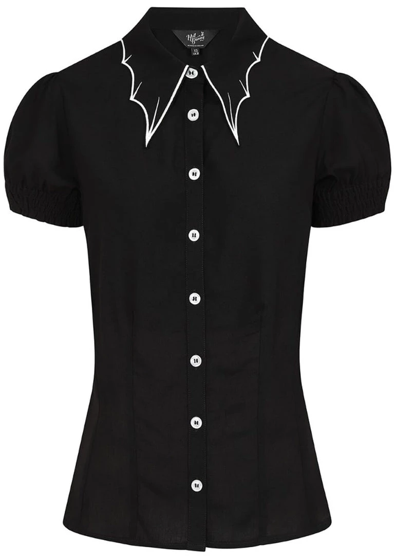 Hell Bunny Drusilla Bat 40's Blouse Black White New In