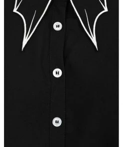 Hell Bunny Drusilla Bat 40's Blouse Black White New In