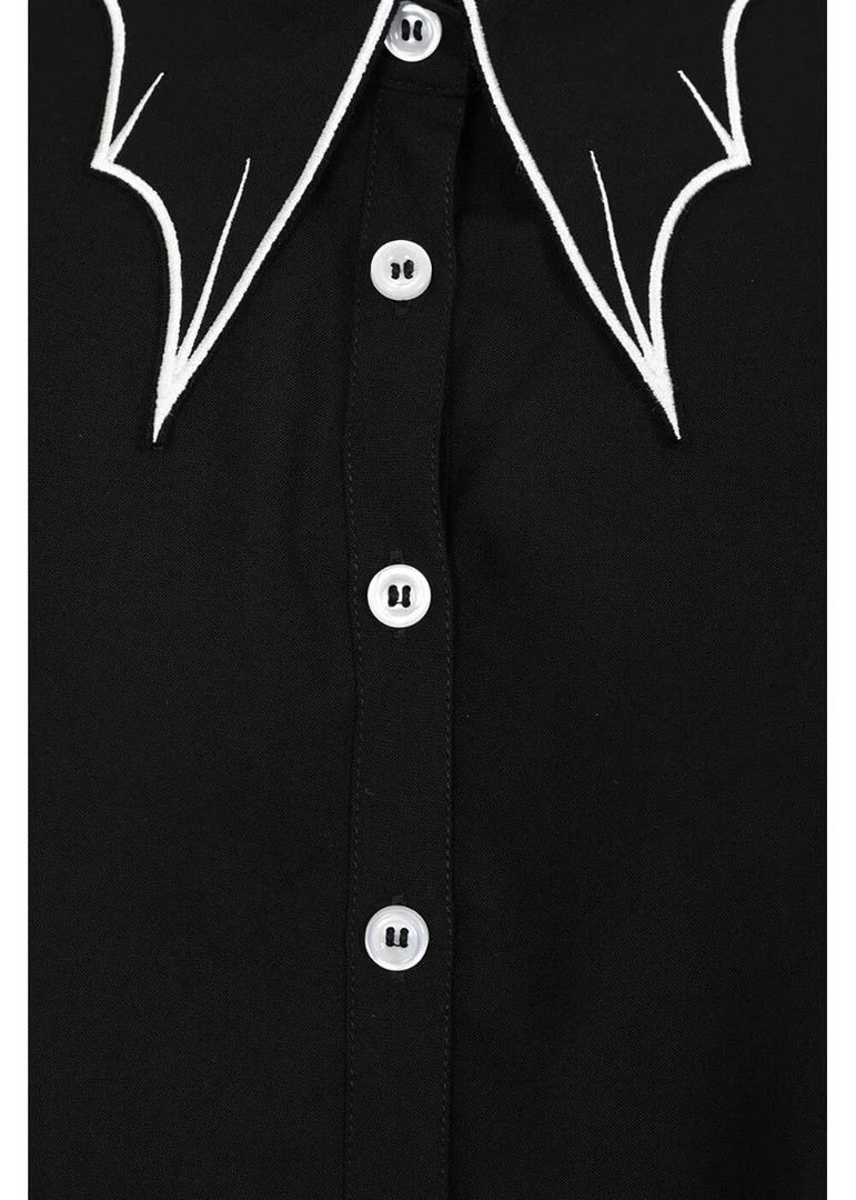 Hell Bunny Drusilla Bat 40's Blouse Black White New In