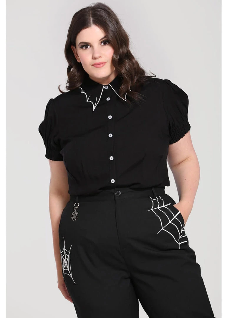 Hell Bunny Drusilla Bat 40's Blouse Black White New In