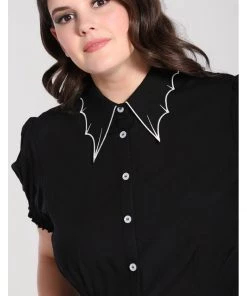 Hell Bunny Drusilla Bat 40's Blouse Black White New In