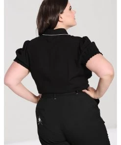 Hell Bunny Drusilla Bat 40's Blouse Black White New In