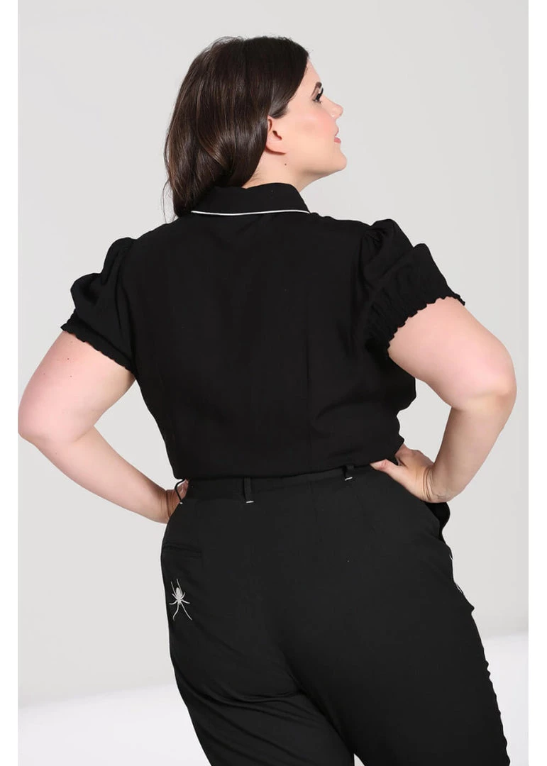 Hell Bunny Drusilla Bat 40's Blouse Black White New In