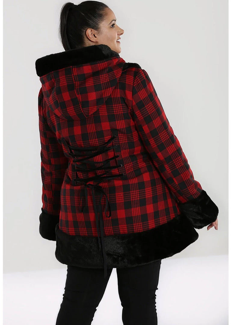 New In Hell Bunny Katie Tartan 60's Coat Black Red