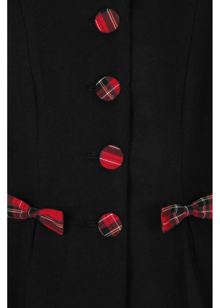 Hell Bunny Tiddlywinks 40's Coat Black New In