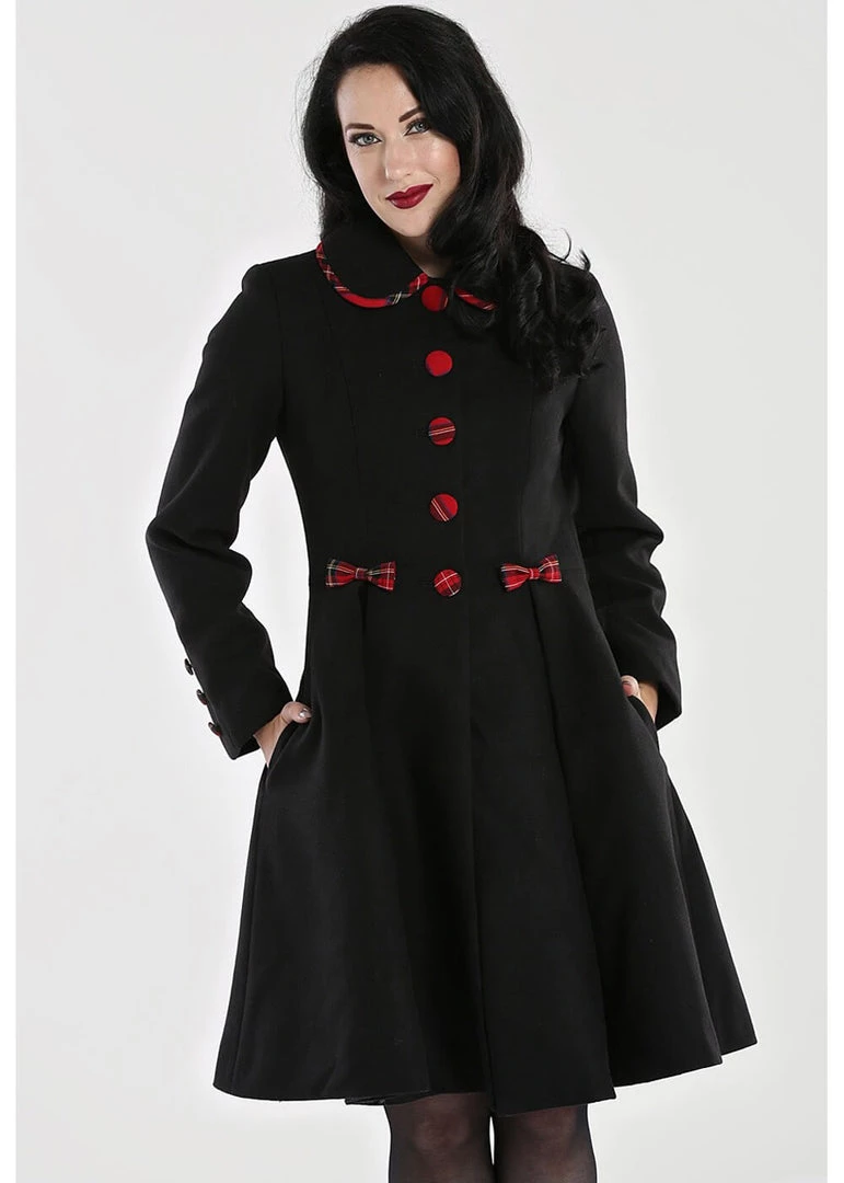 Hell Bunny Tiddlywinks 40's Coat Black New In