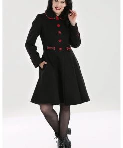 Hell Bunny Tiddlywinks 40's Coat Black New In