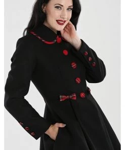Hell Bunny Tiddlywinks 40's Coat Black New In