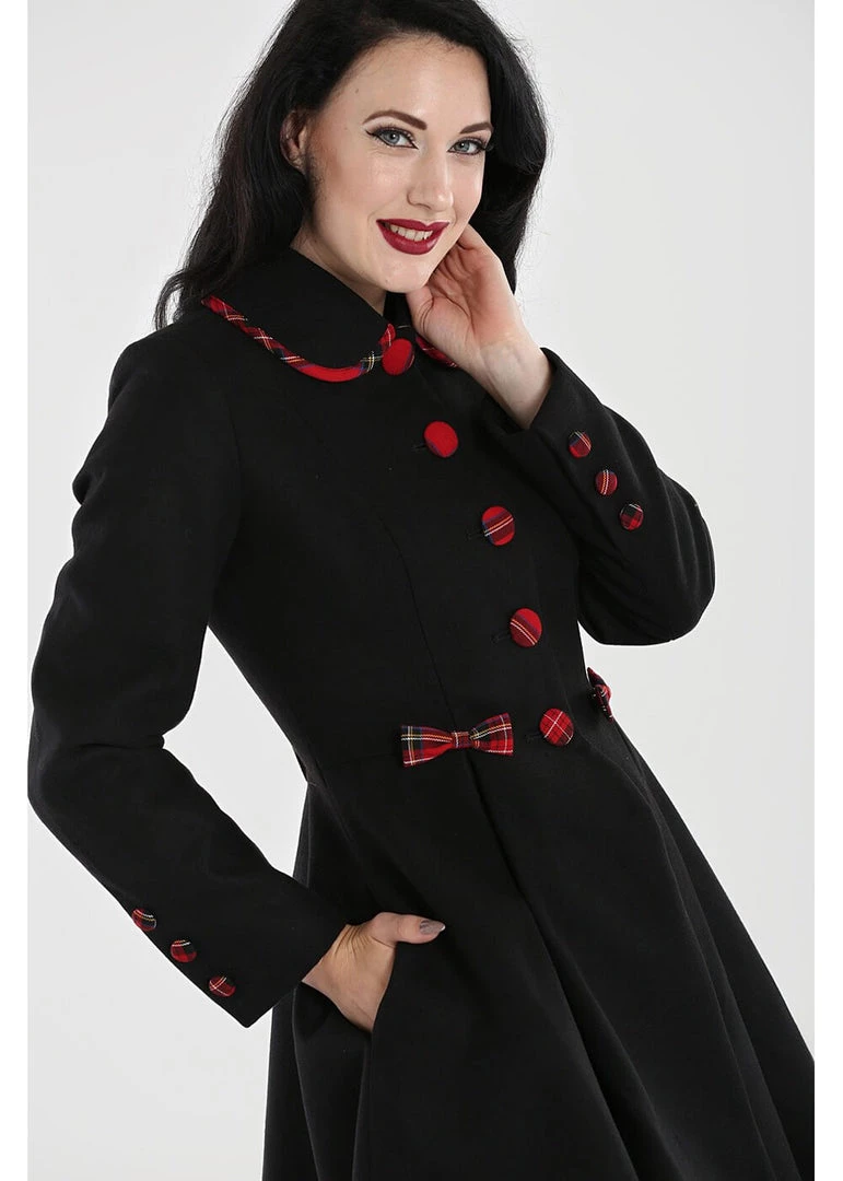 Hell Bunny Tiddlywinks 40's Coat Black New In