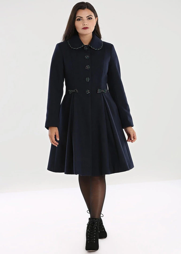 Hell Bunny Tiddlywinks 40's Coat Navy