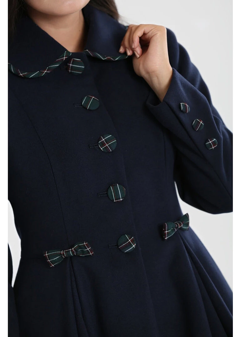 Hell Bunny Tiddlywinks 40's Coat Navy