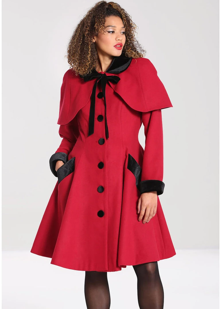 New In Hell Bunny Anouk 40's Coat Burgundy