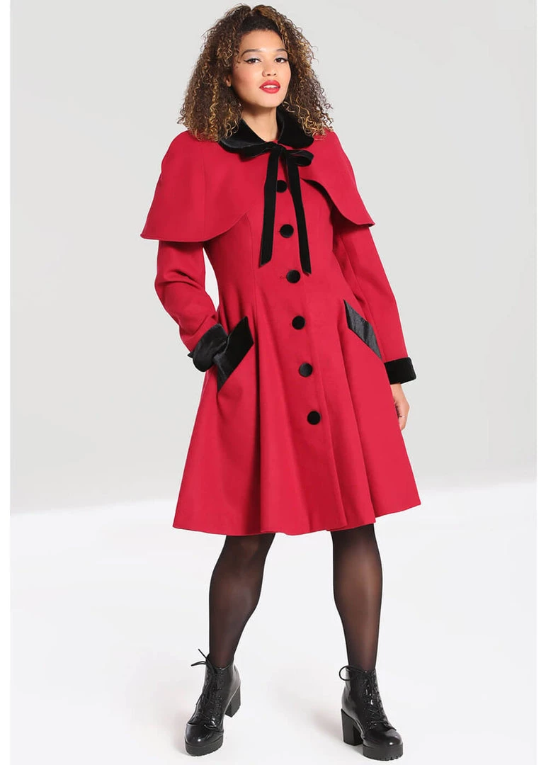 New In Hell Bunny Anouk 40's Coat Burgundy