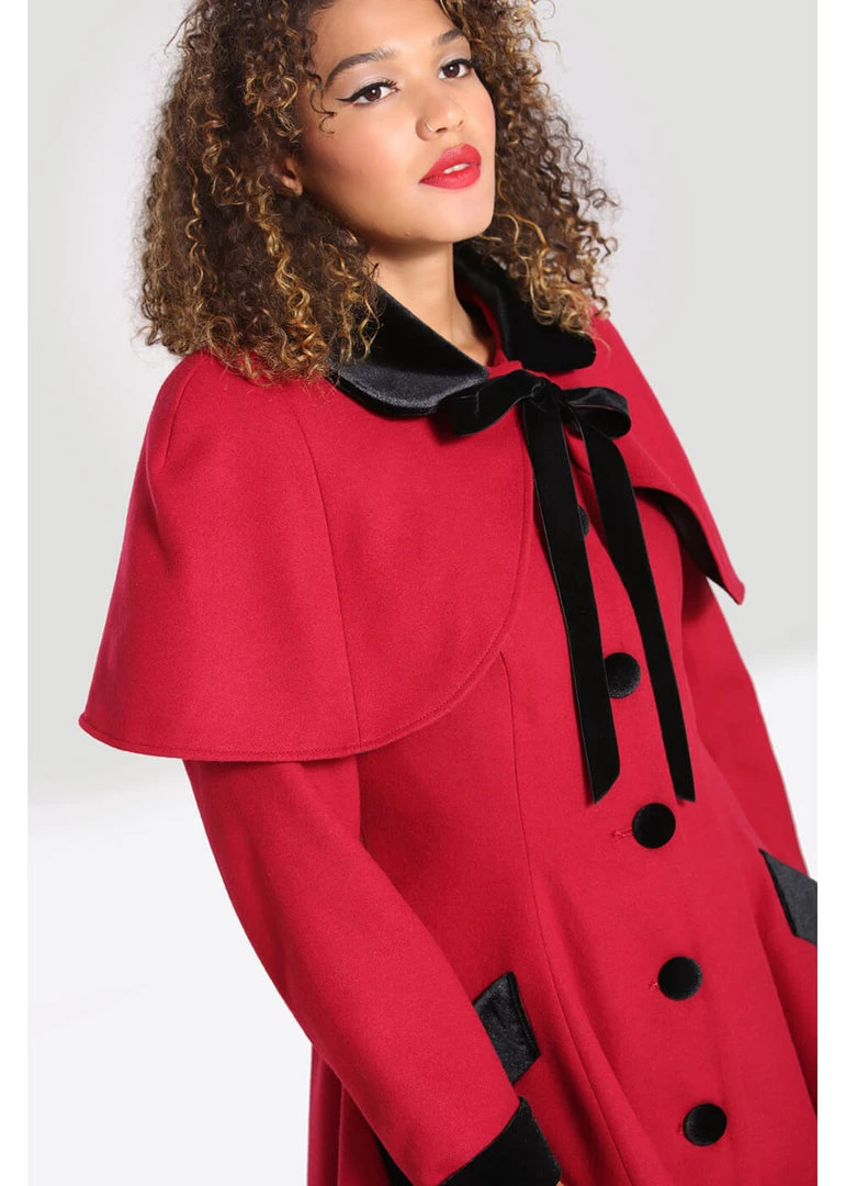 New In Hell Bunny Anouk 40's Coat Burgundy