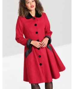 New In Hell Bunny Anouk 40's Coat Burgundy