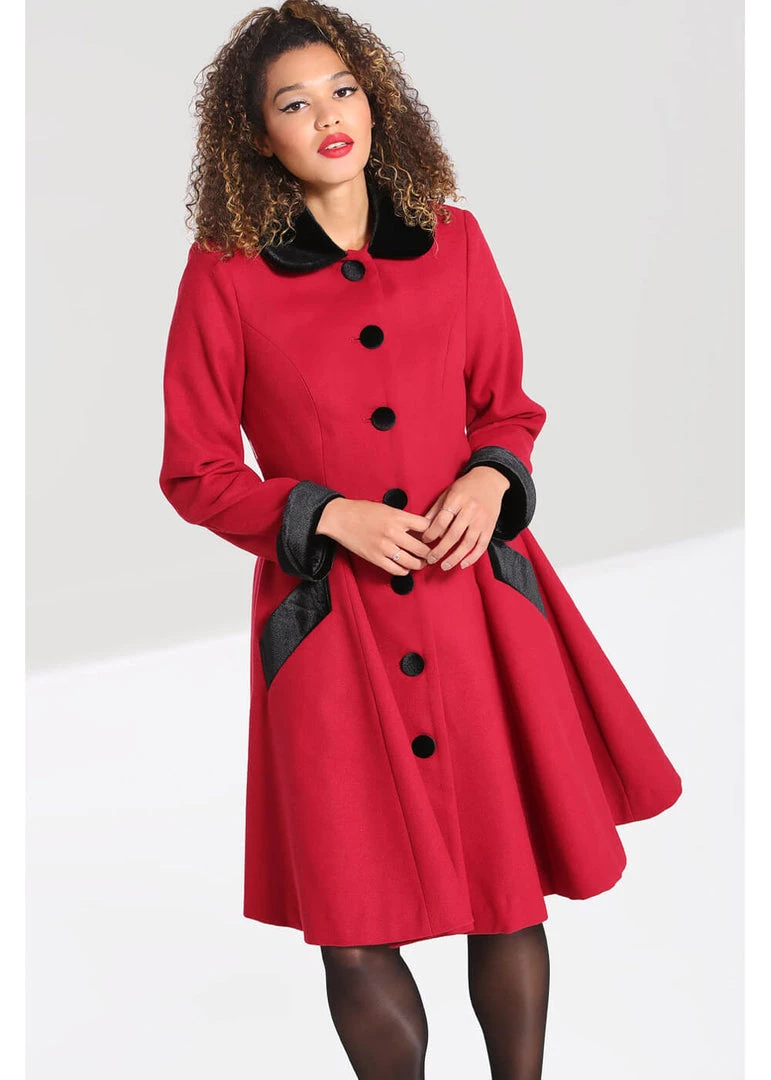 New In Hell Bunny Anouk 40's Coat Burgundy