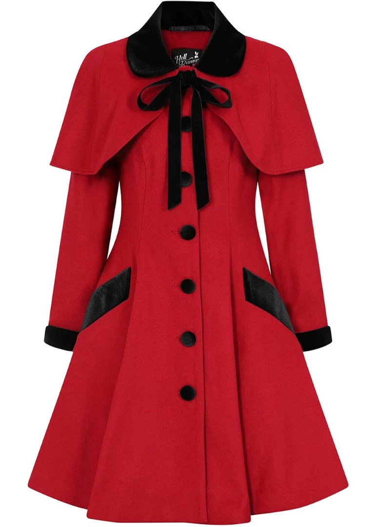 New In Hell Bunny Anouk 40's Coat Burgundy