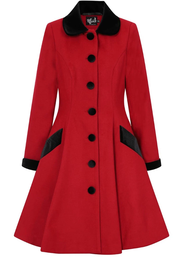 New In Hell Bunny Anouk 40's Coat Burgundy