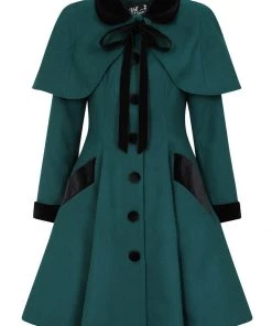 Hell Bunny Anouk 40's Coat Deep Green New In