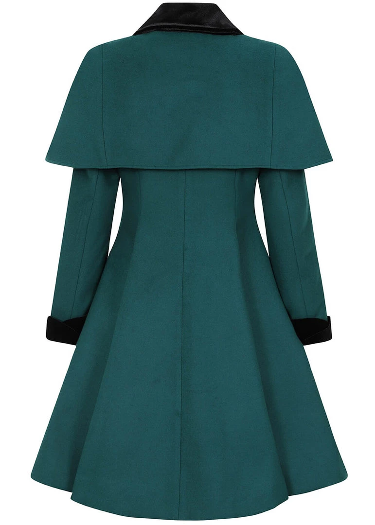 Hell Bunny Anouk 40's Coat Deep Green New In