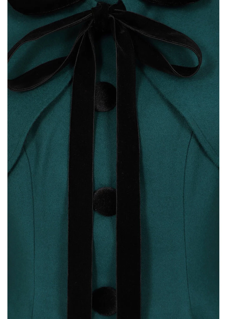 Hell Bunny Anouk 40's Coat Deep Green New In