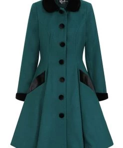 Hell Bunny Anouk 40's Coat Deep Green New In