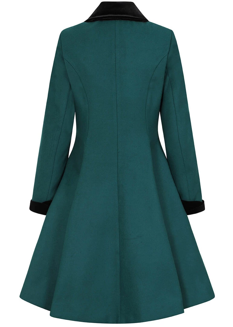 Hell Bunny Anouk 40's Coat Deep Green New In