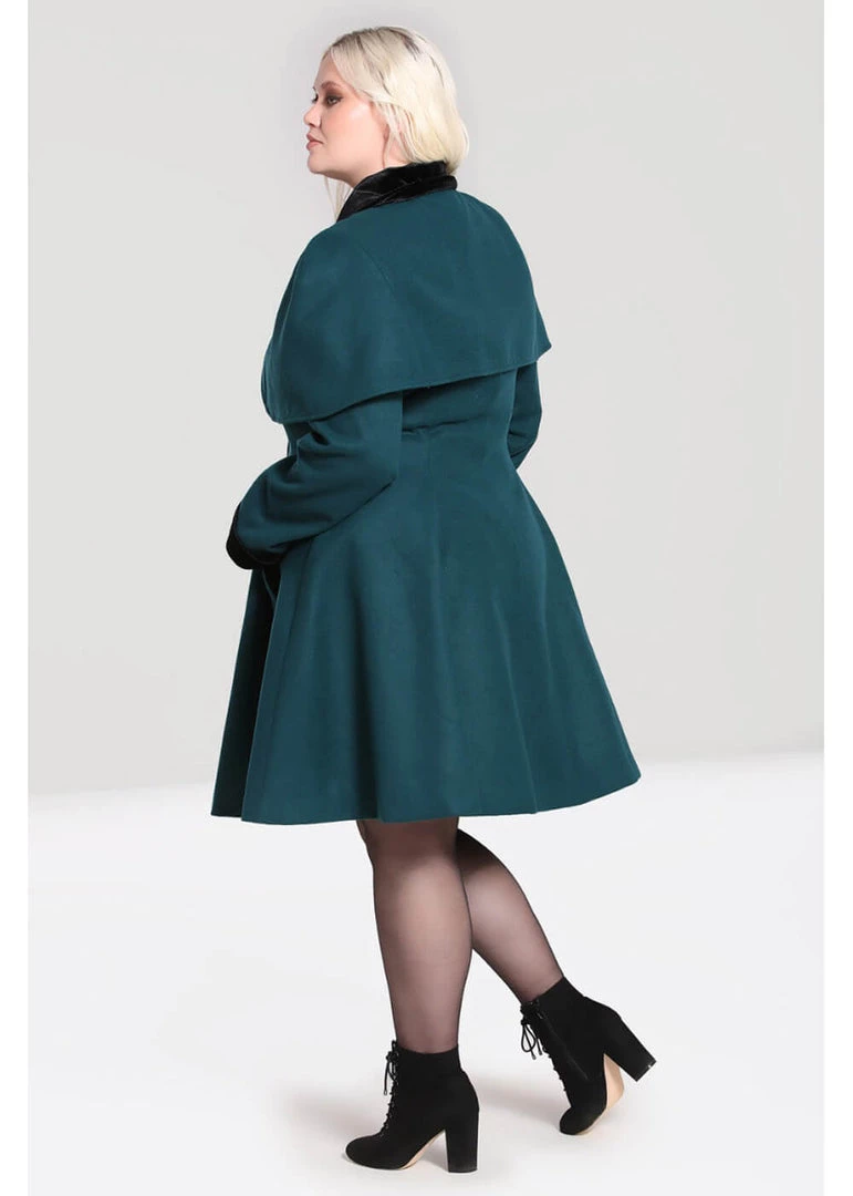 Hell Bunny Anouk 40's Coat Deep Green New In