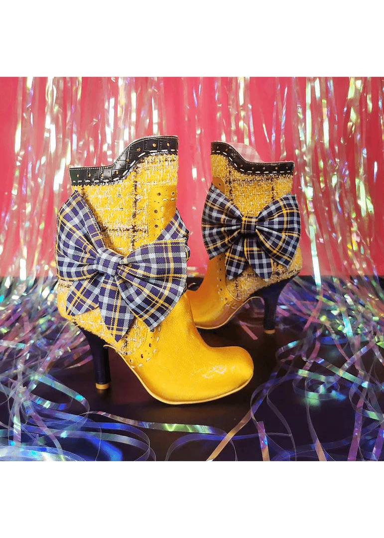 Irregular Choice Party Rosie Lea Boots Mustard New In