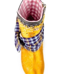 Irregular Choice Party Rosie Lea Boots Mustard New In