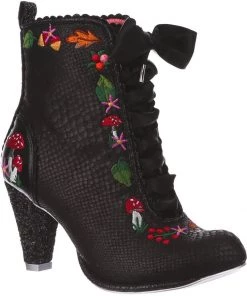 New In Irregular Choice Woodland Wander 40's Boots Black